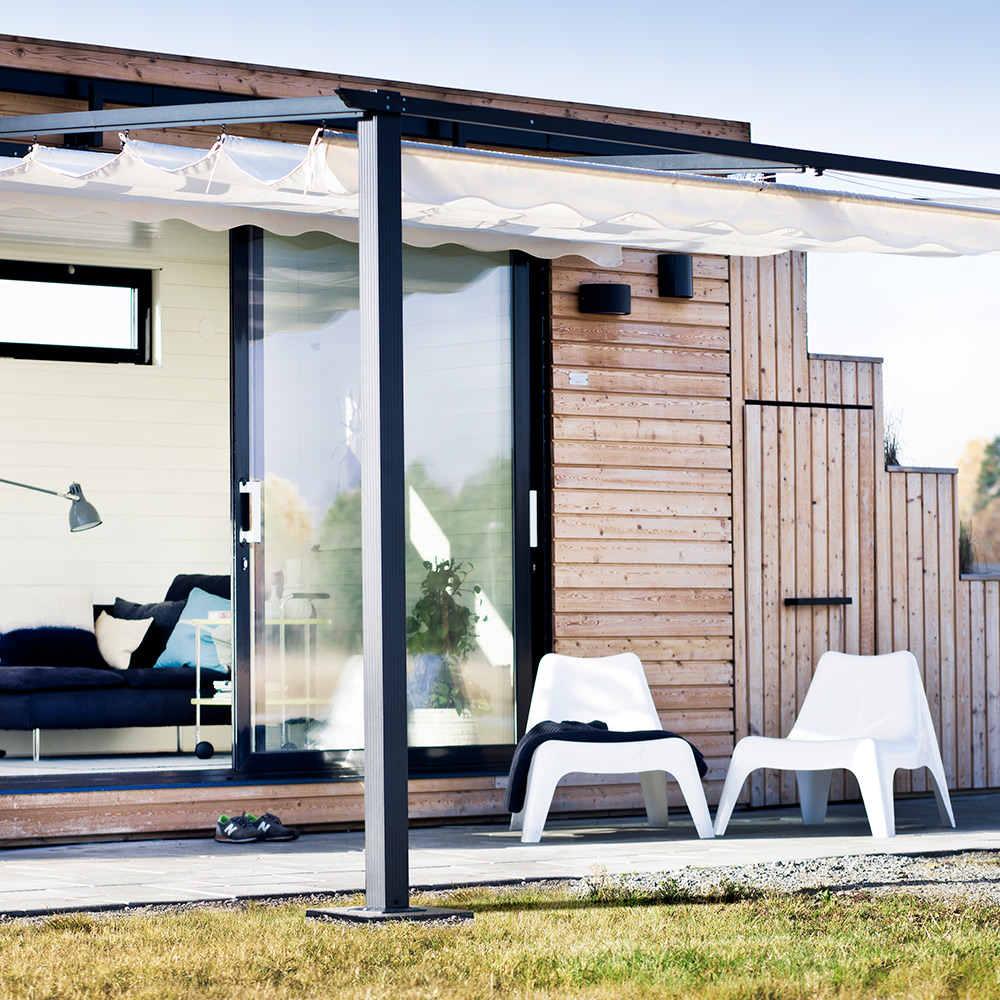 Väggpergola Jabo 4x4m Pergolatak, Grå med Segelduk