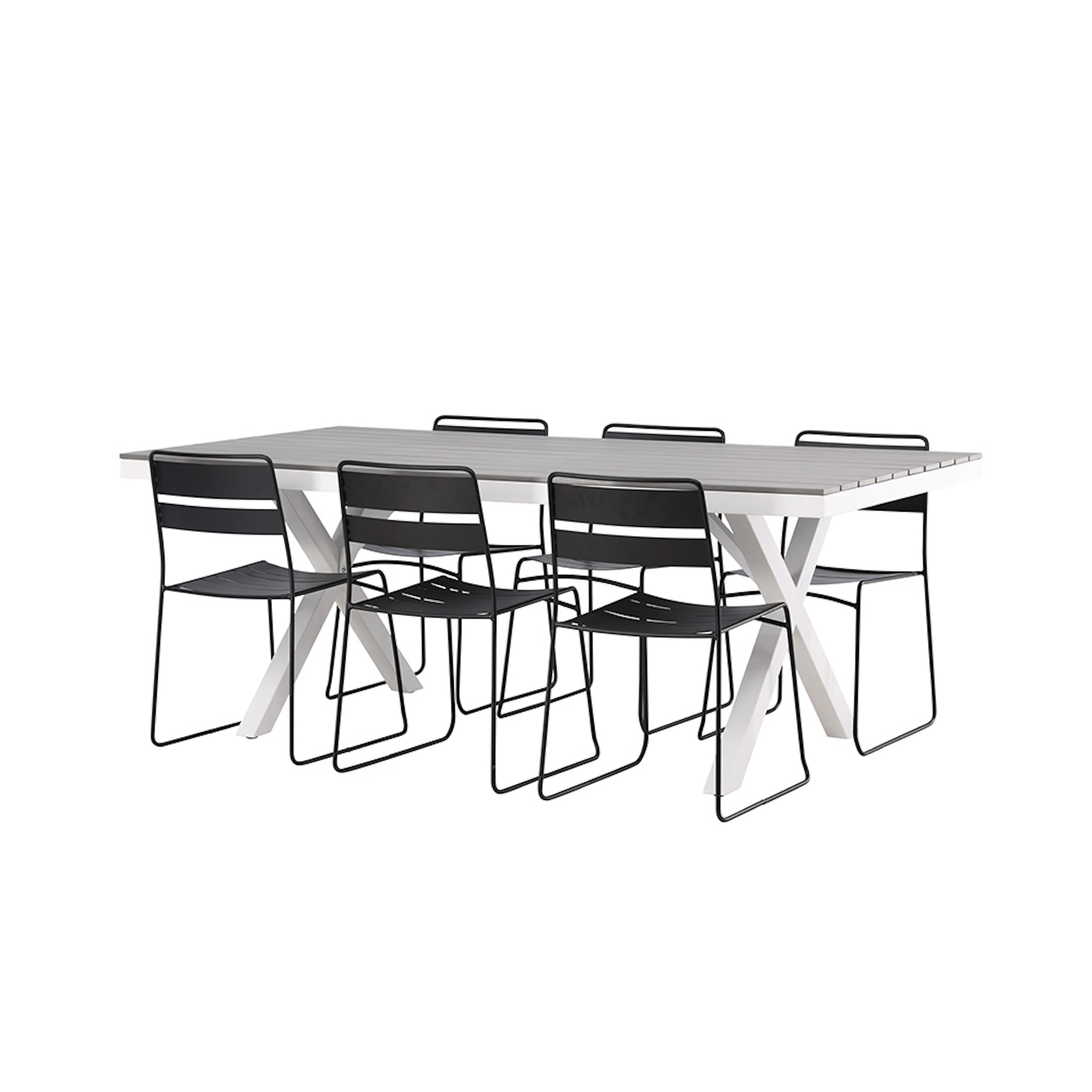 Garcia Diningtable Alumnium - White / Light Grey Aintwood / Grå/Svart/Vit