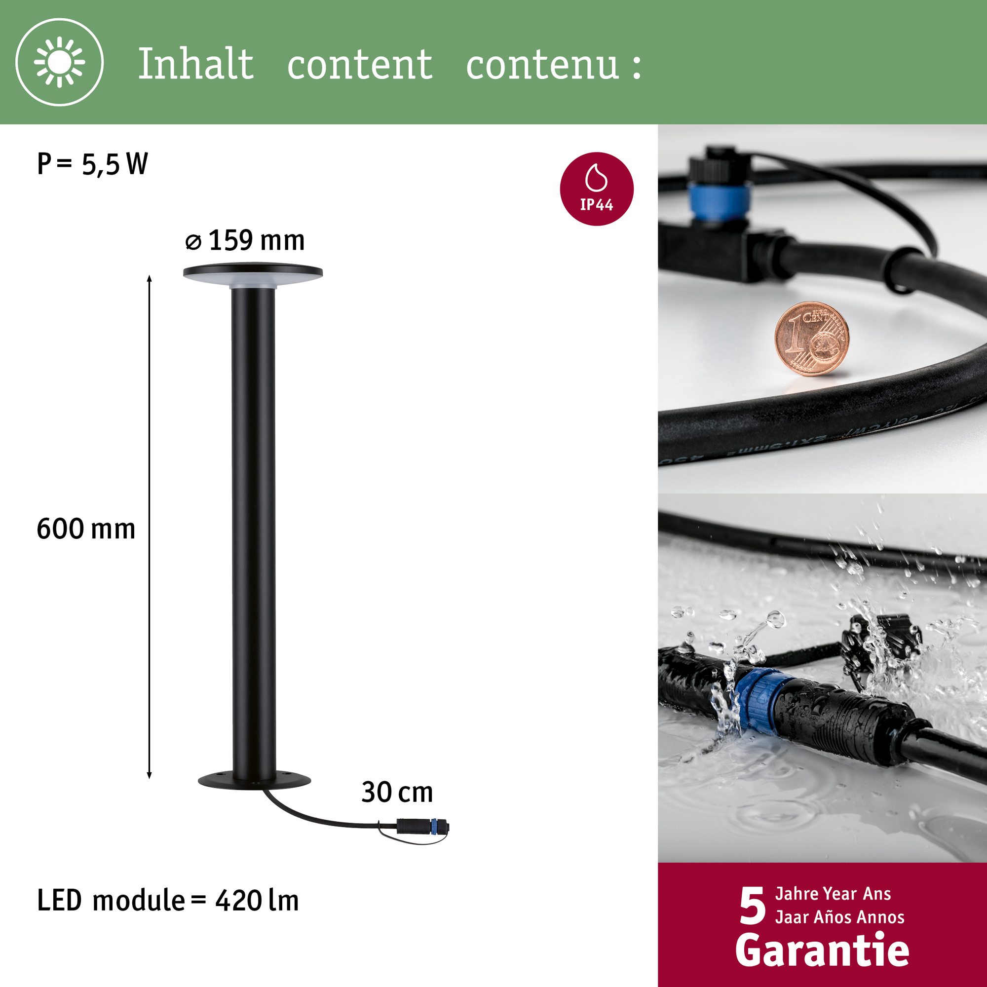 Pollare LED Paulmann Plate Plug & Shine IP44 24V Ljus: RGBW+