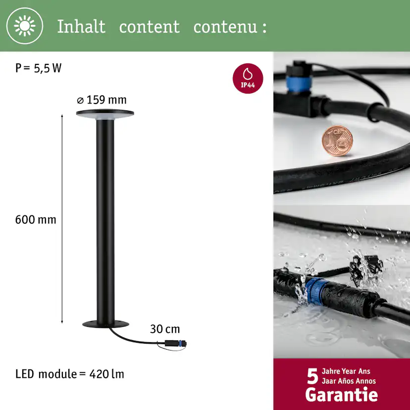 Pollare LED Paulmann Plate Plug & Shine IP44 24V Ljus: RGBW+