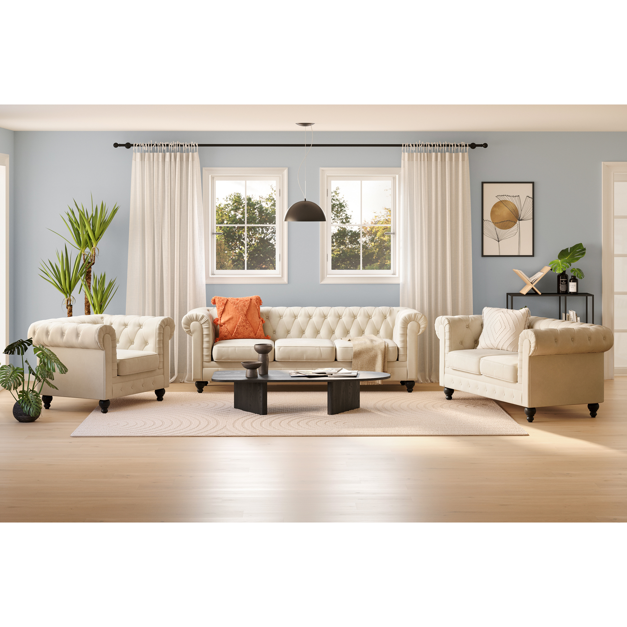 Soffgrupp Manor House Chesterfield Lyx 3-sits och 2-sits inkl Fåtölj