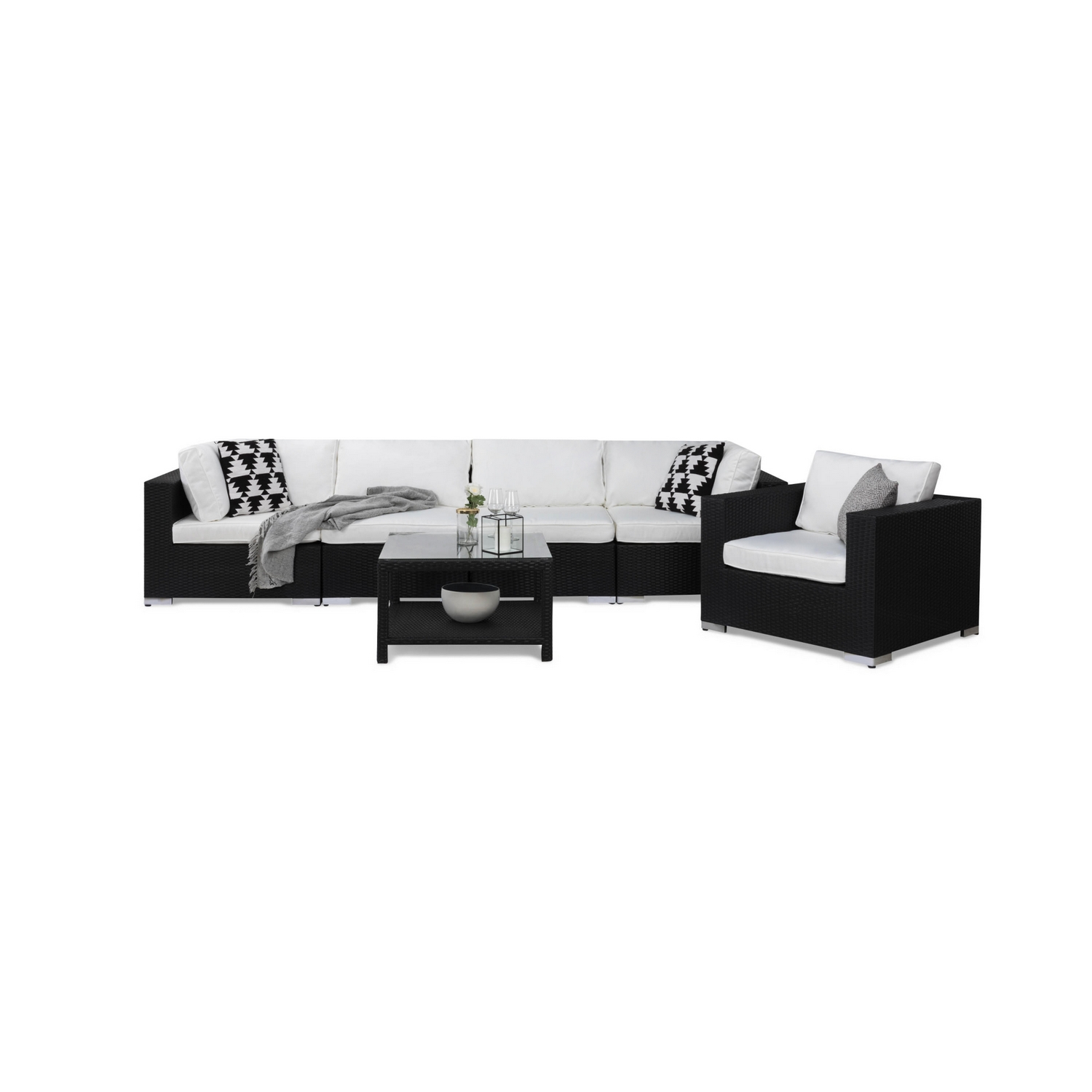 Loungegrupp Comfort Garden Bahamas 5-sits Rak med Fåtölj och Bord 75x75