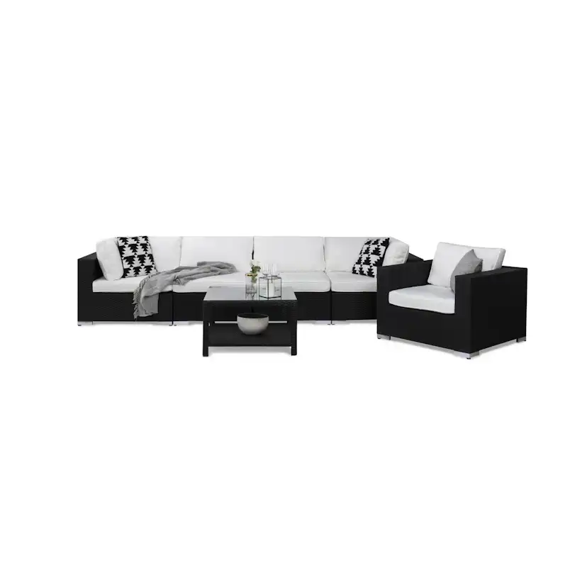 Loungegrupp Comfort Garden Bahamas 5-sits Rak med Fåtölj och Bord 75x75
