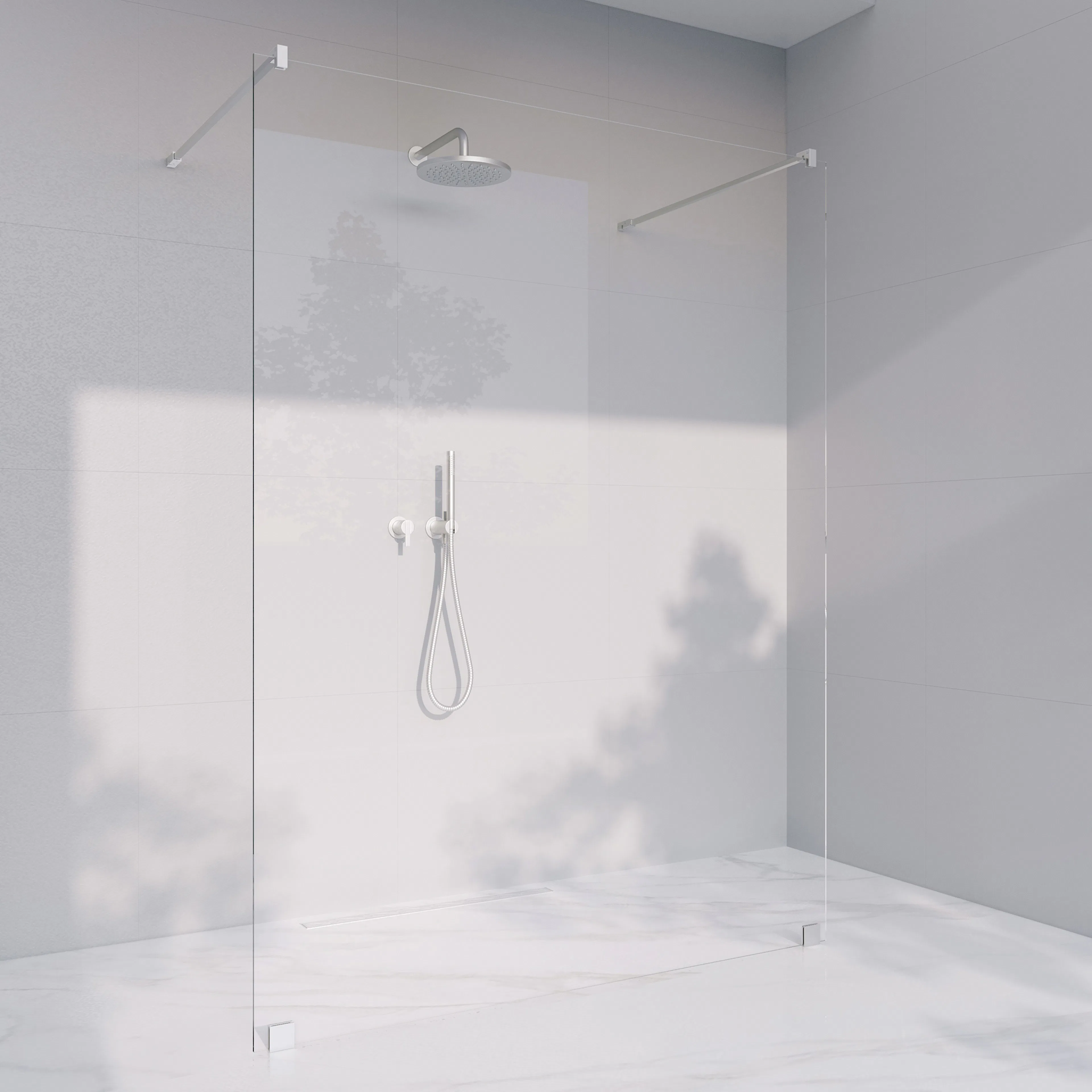 Invitrea Flair GV1/140/Blank krom/Klart glas Bredd: 1400 mm, Glastyp:Klarglas, Profil:Krom