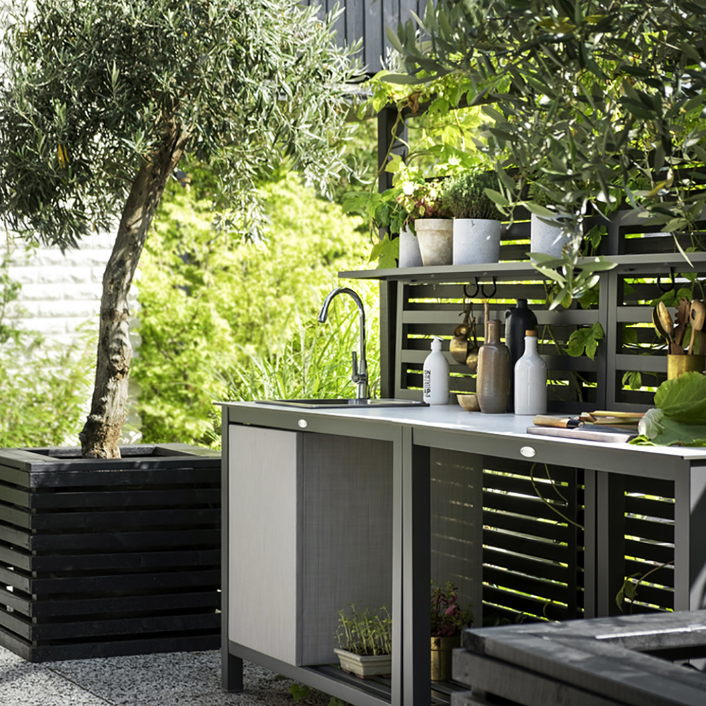 Utekök Hillerstorp Åminne Ljusgrå Bänkskiva inklusive Vask