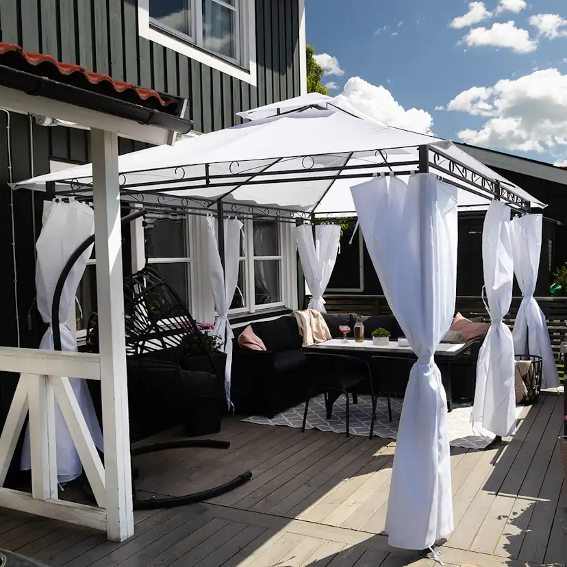 Paviljong Metalcraft med draperiväggar 3x4 m