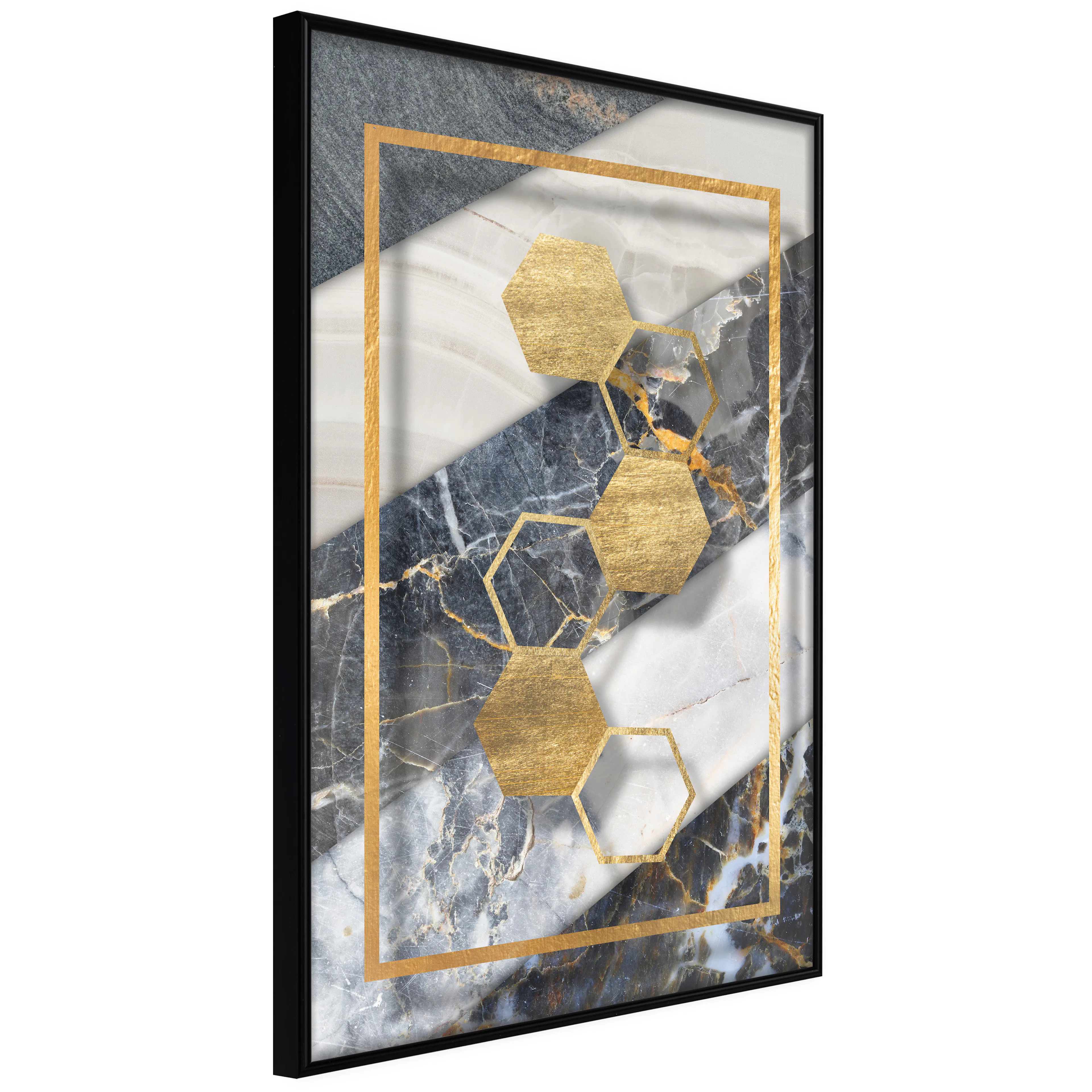Affisch - Geometric Chain [Poster] 20x30 Svart ram, 20x30 cm