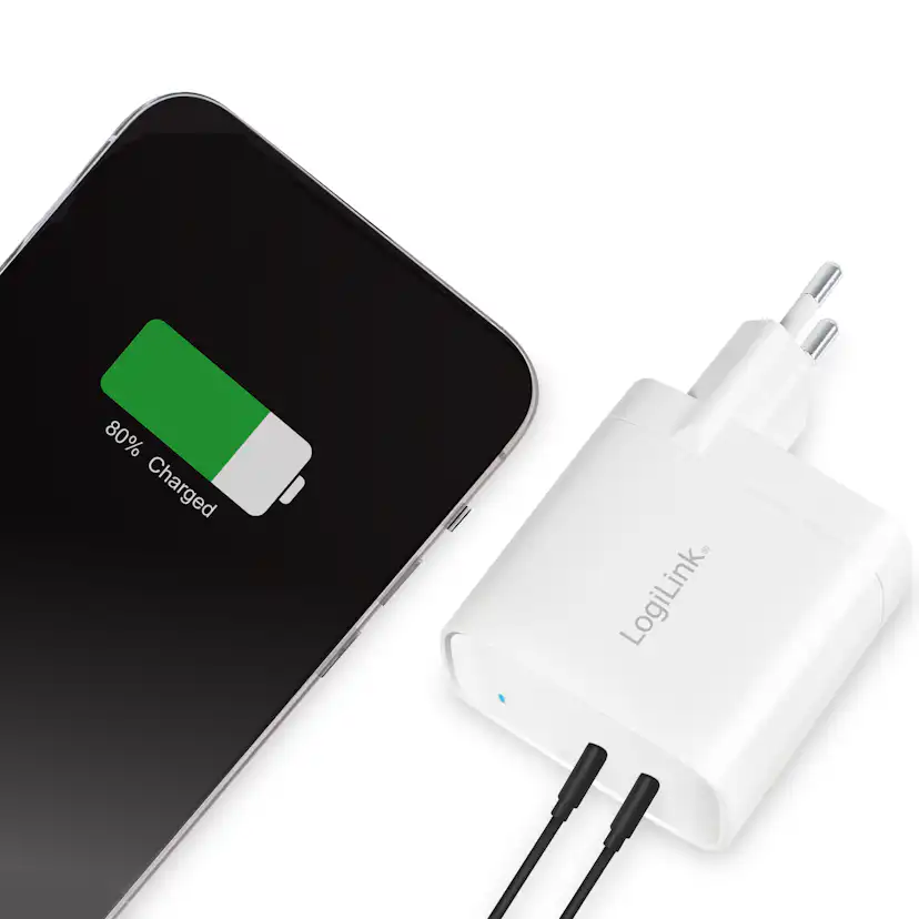 USB-laddare LogiLink 2 x USB-C PD 65W GaN