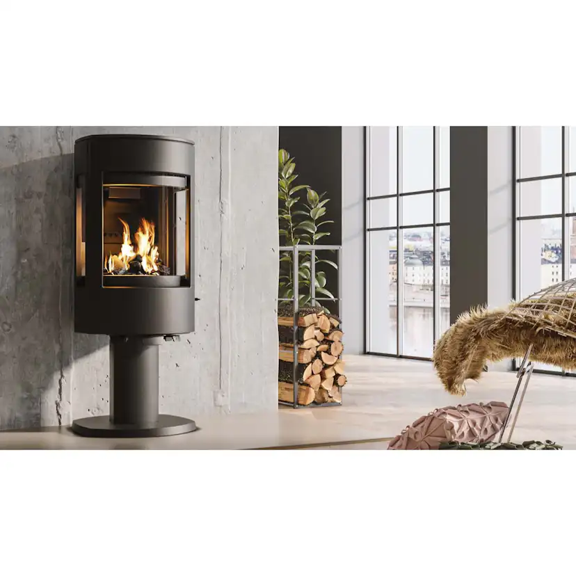 Vedkamin på Pelare Dovre Astro 4 Svart - Modern Braskamin