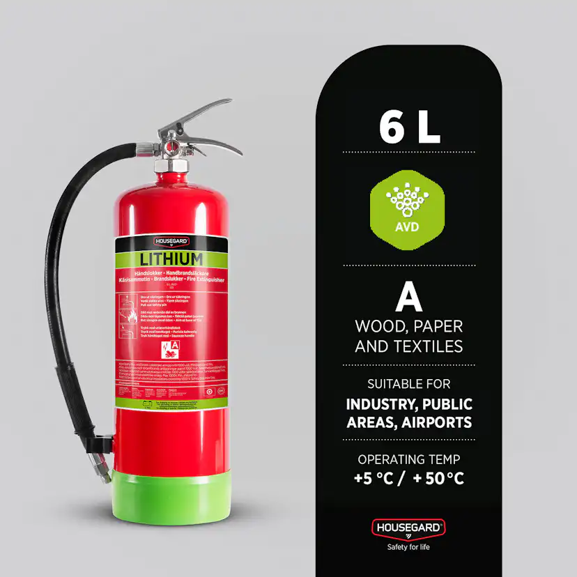 Brandsläckare Housegard AVD 6 L, LITHEX6