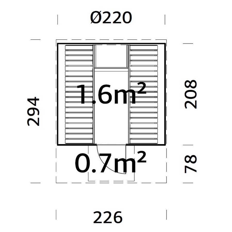 Bastutunna Palmako Anita 6,4 m² Byggsats i Trä