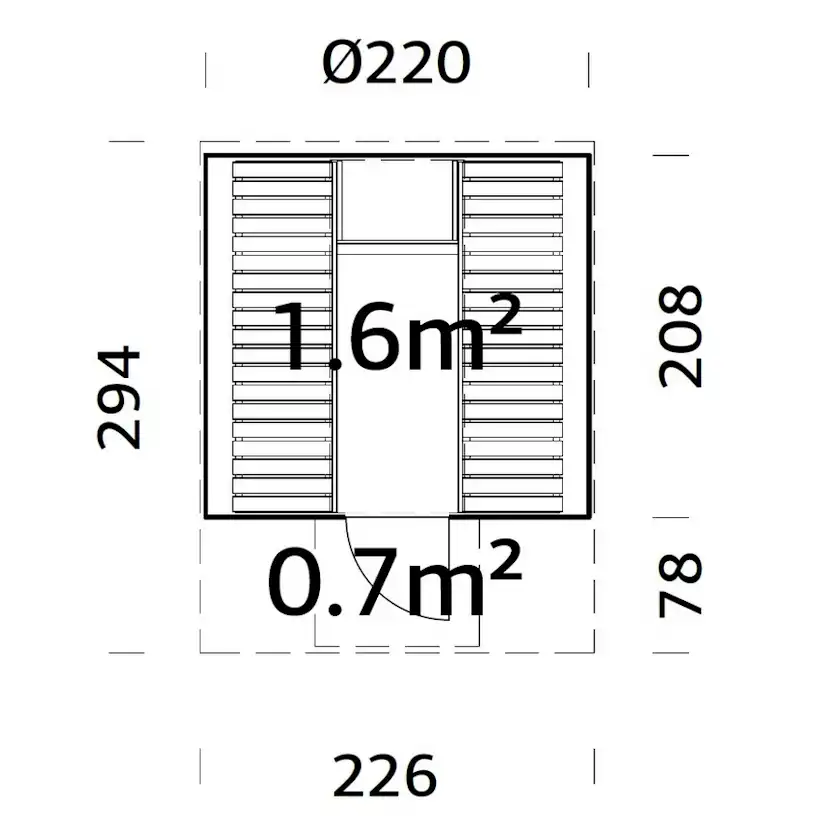 Bastutunna Palmako Anita 6,4 m² Byggsats i Trä