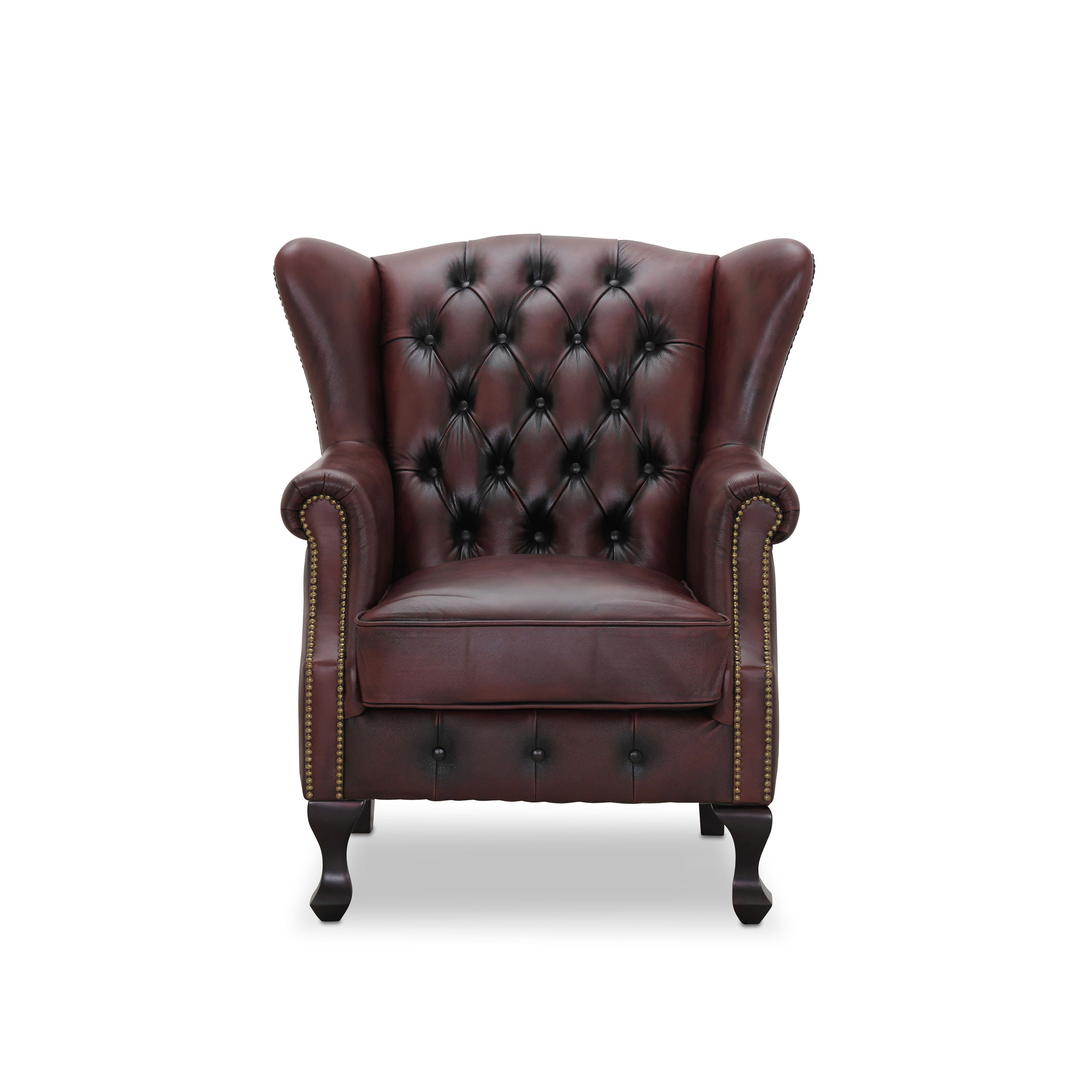 Aberdeen Wingchair läder Wo/split Burgundy Burgundy