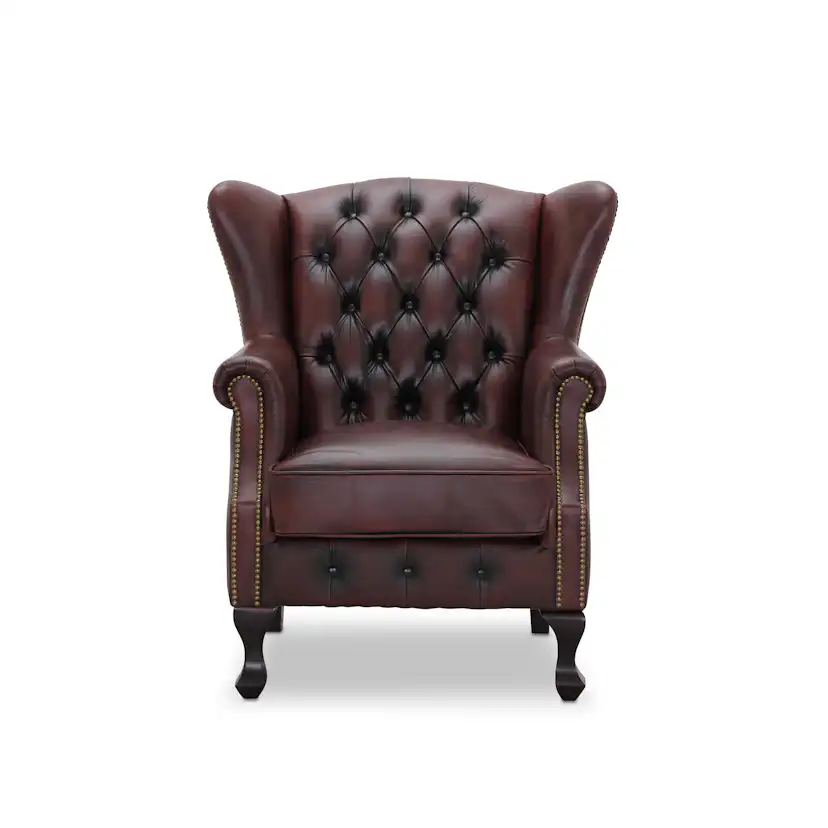 Aberdeen Wingchair läder Wo/split Burgundy Burgundy