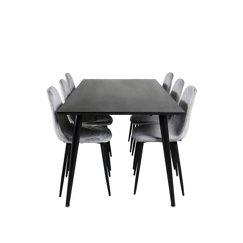 Dipp Dining Table - 180*90cm - Black Veneer / all black legs Mörkgrå