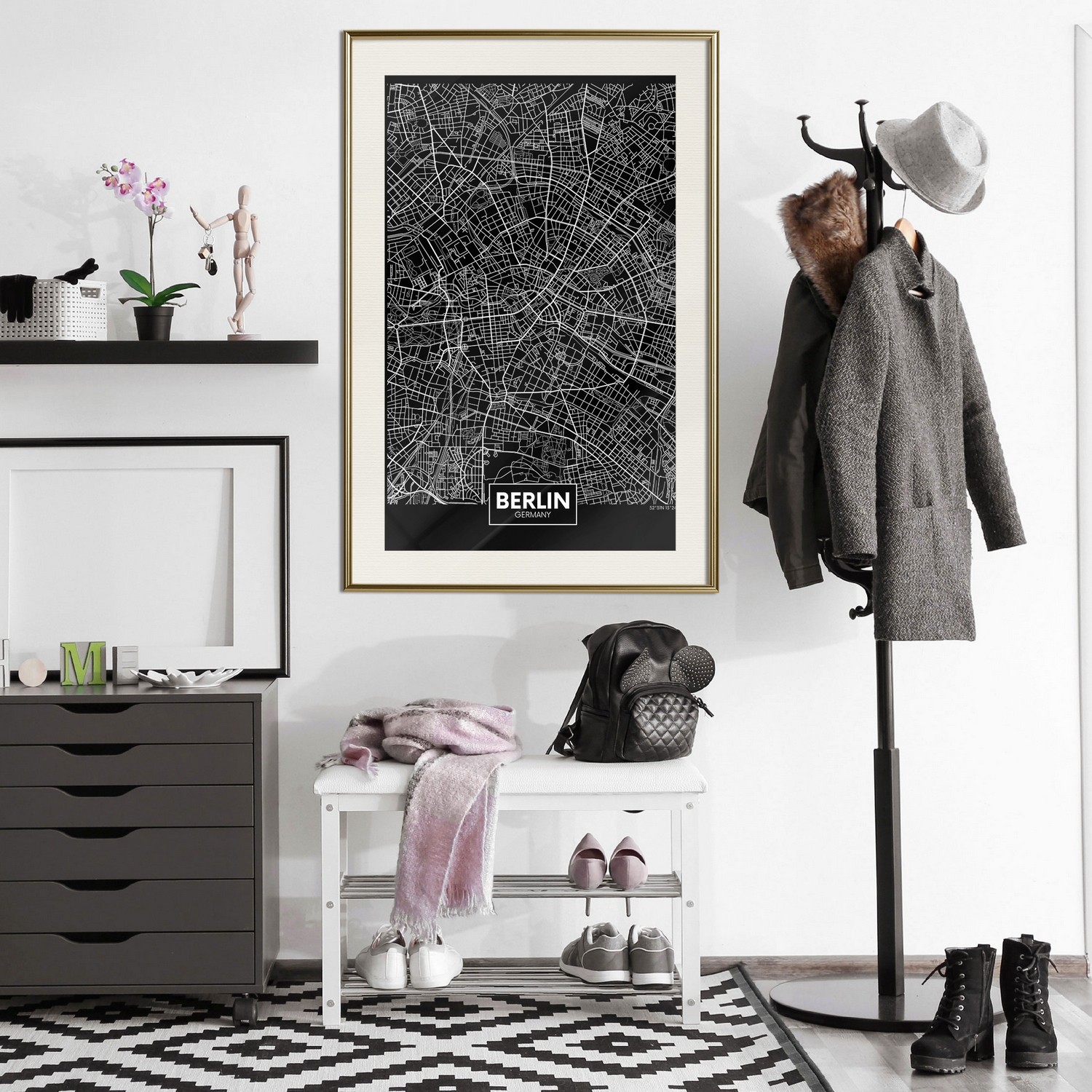 Poster Artgeist Affisch Dark Map of Berlin