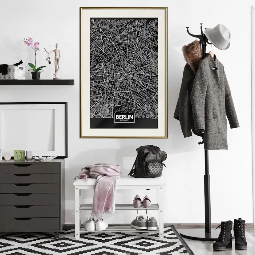 Poster Artgeist Affisch Dark Map of Berlin