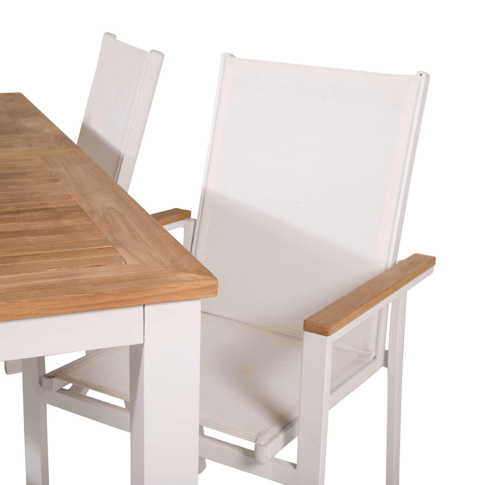Panama Dining Table 152/210*90 - White Alu / Teak+Texas Arm Blanka Ben