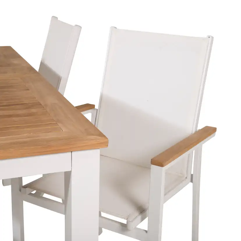 Panama Dining Table 152/210*90 - White Alu / Teak+Texas Arm Blanka Ben