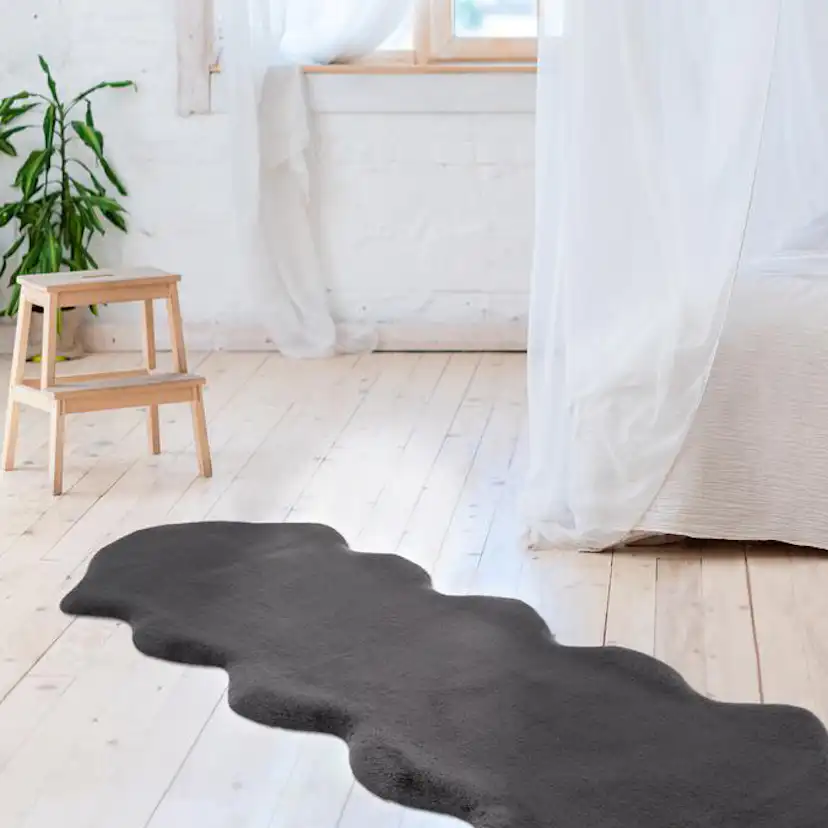 Konstgjord Fårskinn Double Ran Antracit 60x180 cm 60x180 cm, Antracit