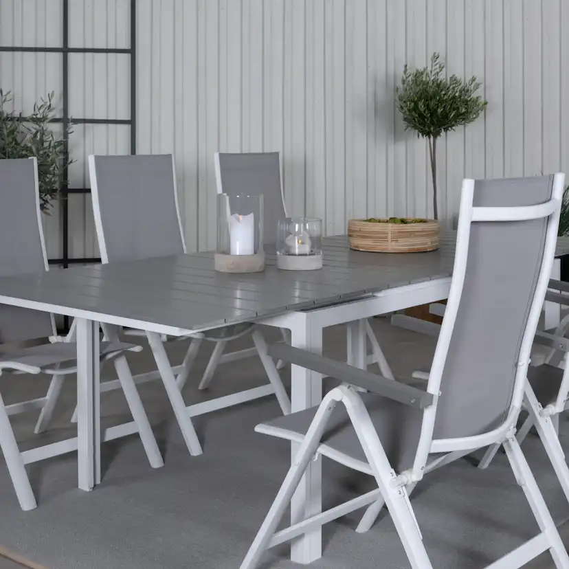 Matgrupp Venture Home Lova 160 Vit med 6 Aleyna Positionsstolar