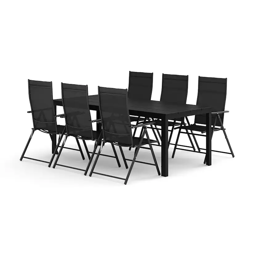 Trädgårdsgrupp Comfort Garden Tunis utomhus matgrupp 205x90 cm med 6 positionsstolar