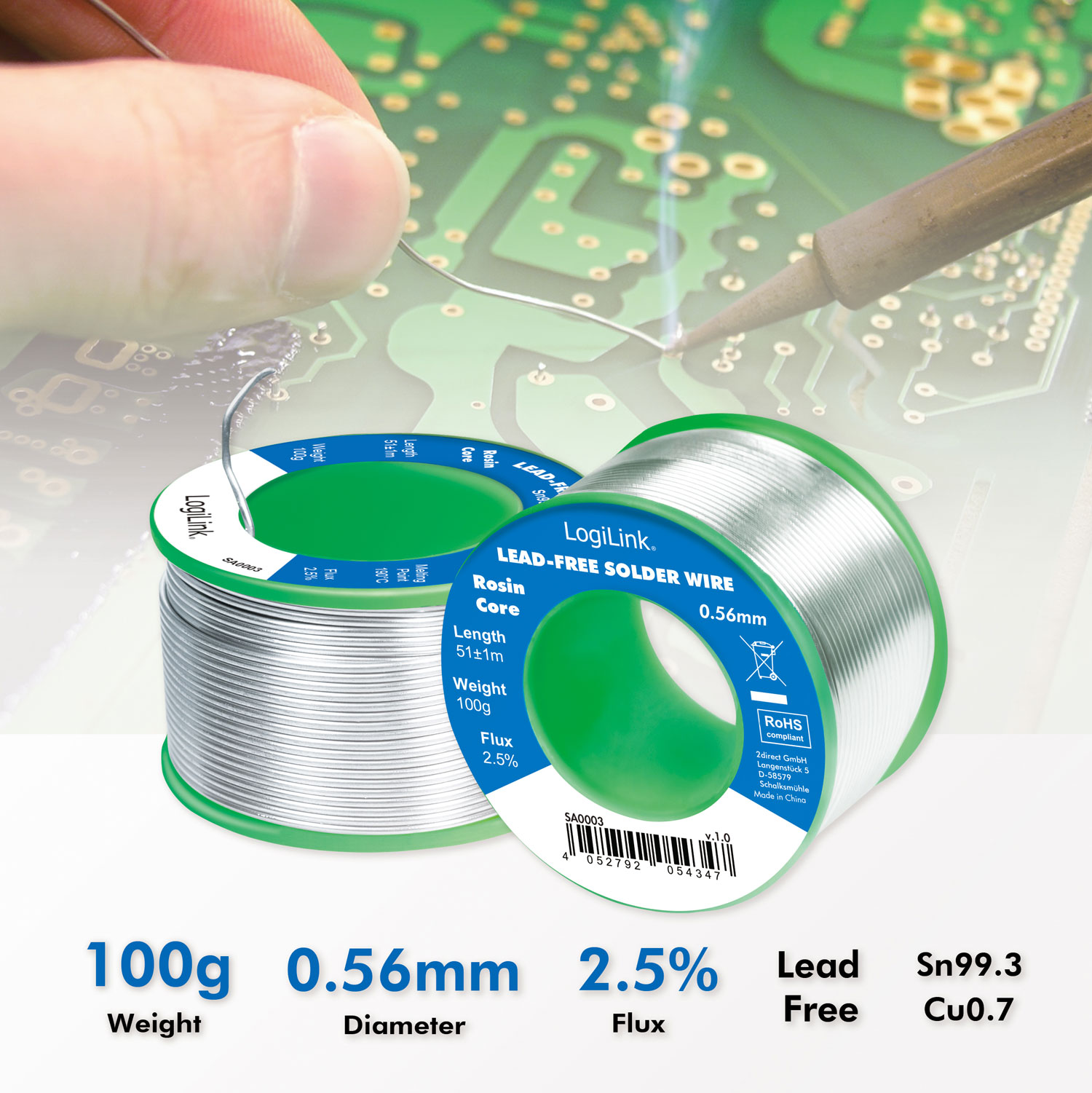 Lödtenn LogiLink Blyfritt 0,56mm 100g