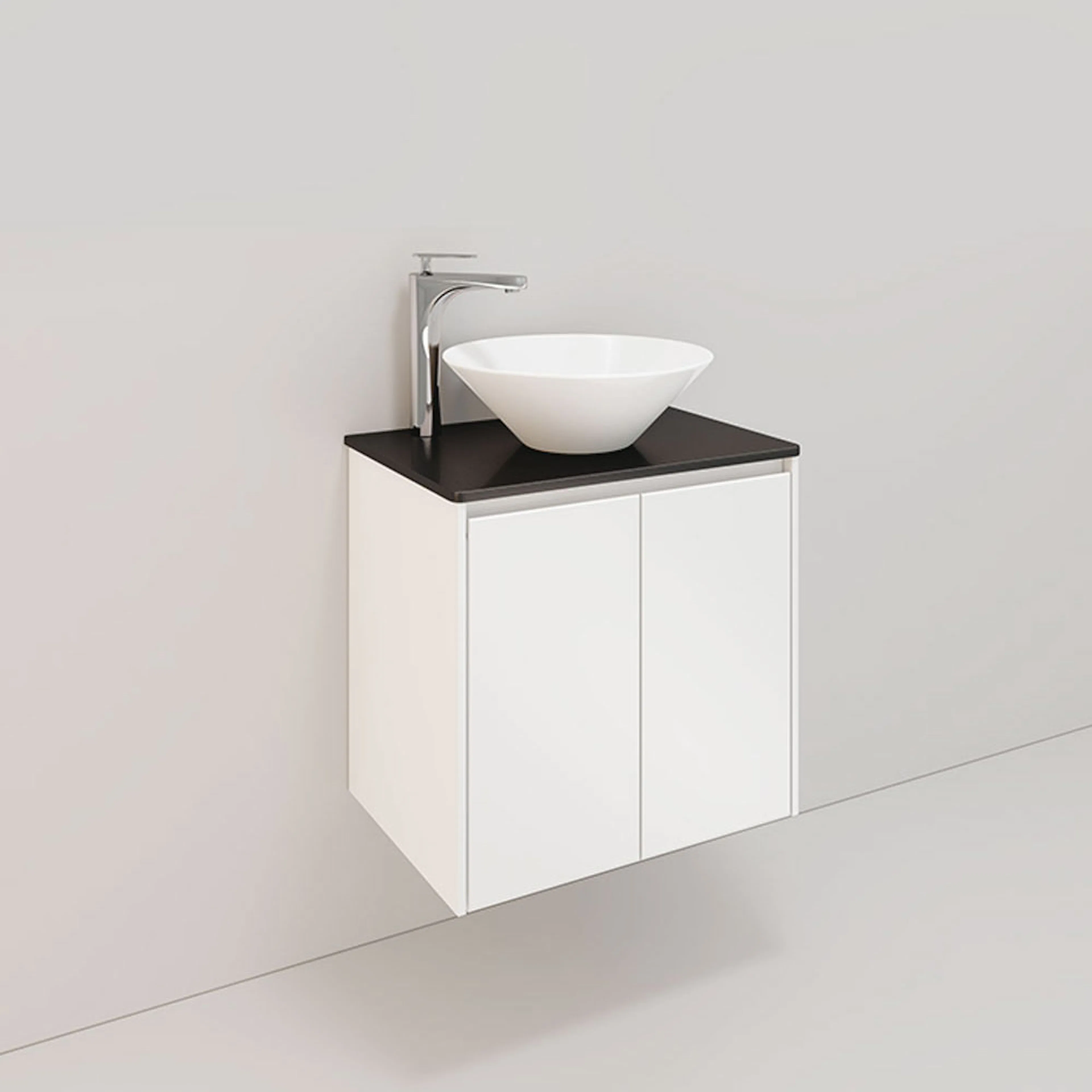 Tvättställsskåp Noro Lifestyle Concept 600 Vit, 2 luckor, Lo BxH: 60x61,5 cm, 2 luckor, Centrerat Tvättställ