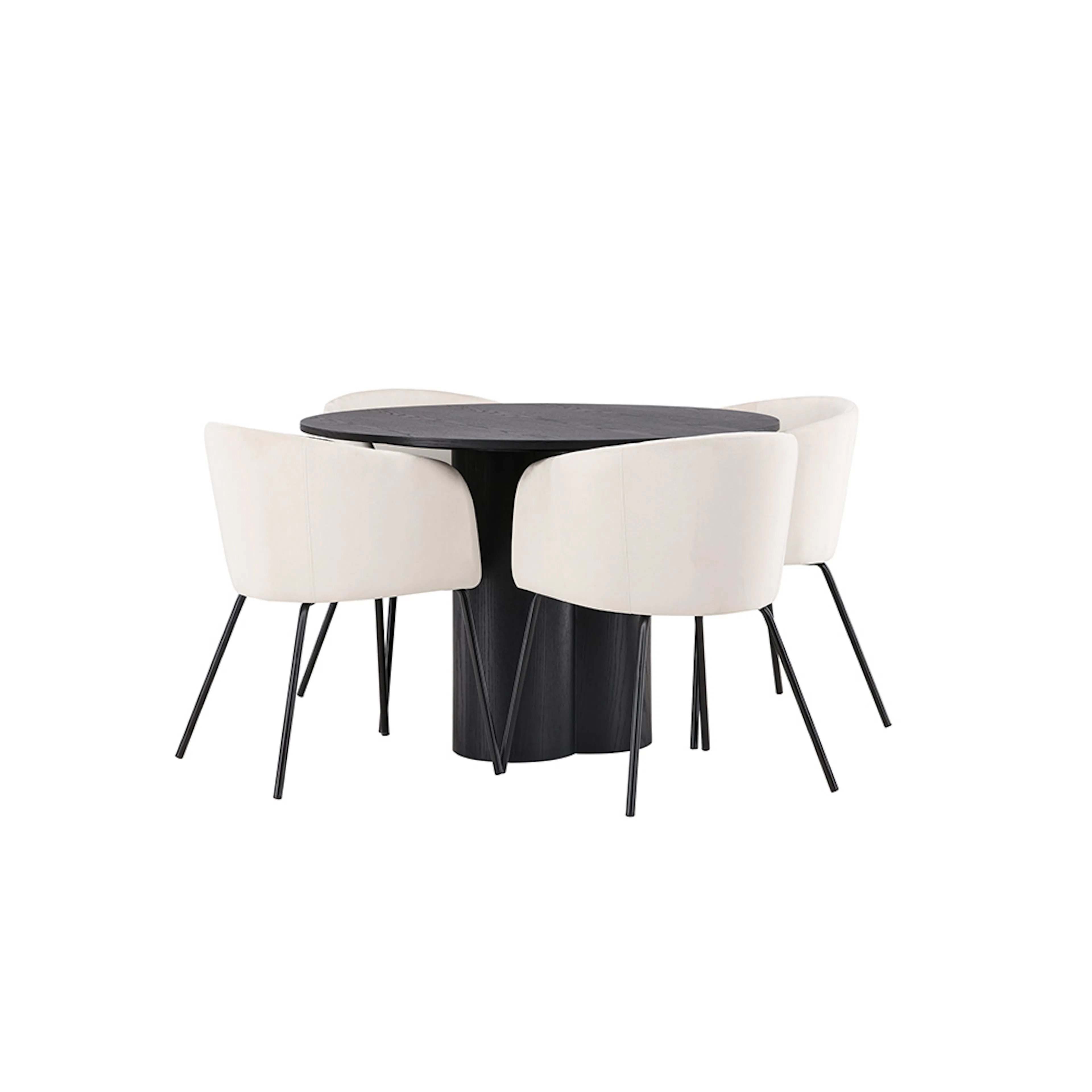 OliviaDiningTable-Black/BlackVeneer+BeritChair-Black/BeigeVe Svart