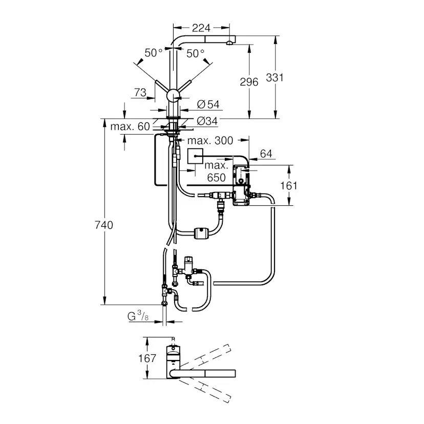 Köksblandare Grohe Minta Touch 31360 med Utdragbar Pip