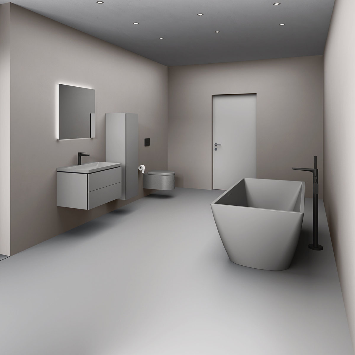 WC vägg, Ytterfärg Ljusgrå Matt 570 mm Ljusgrå