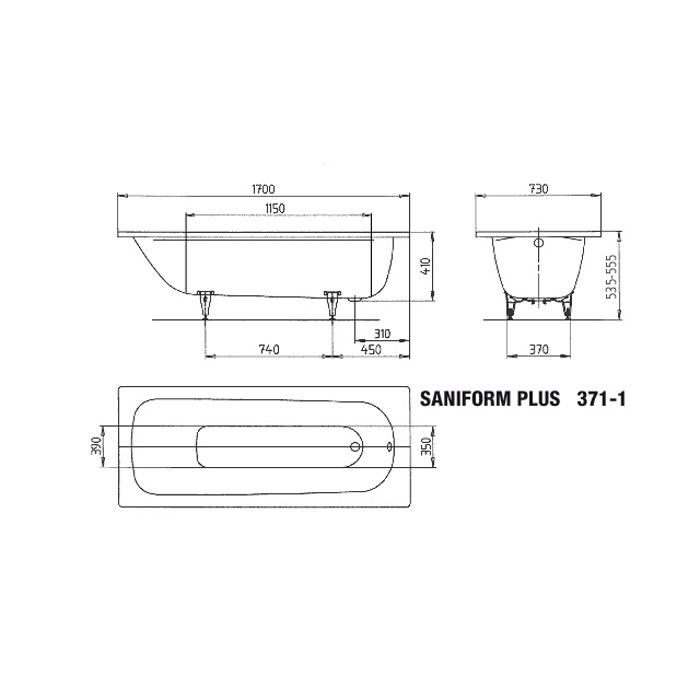 Inbyggnadsbadkar Kaldewei Saniform PlusxStorlek: 1700x730x400 mm, Färg: Manhattan