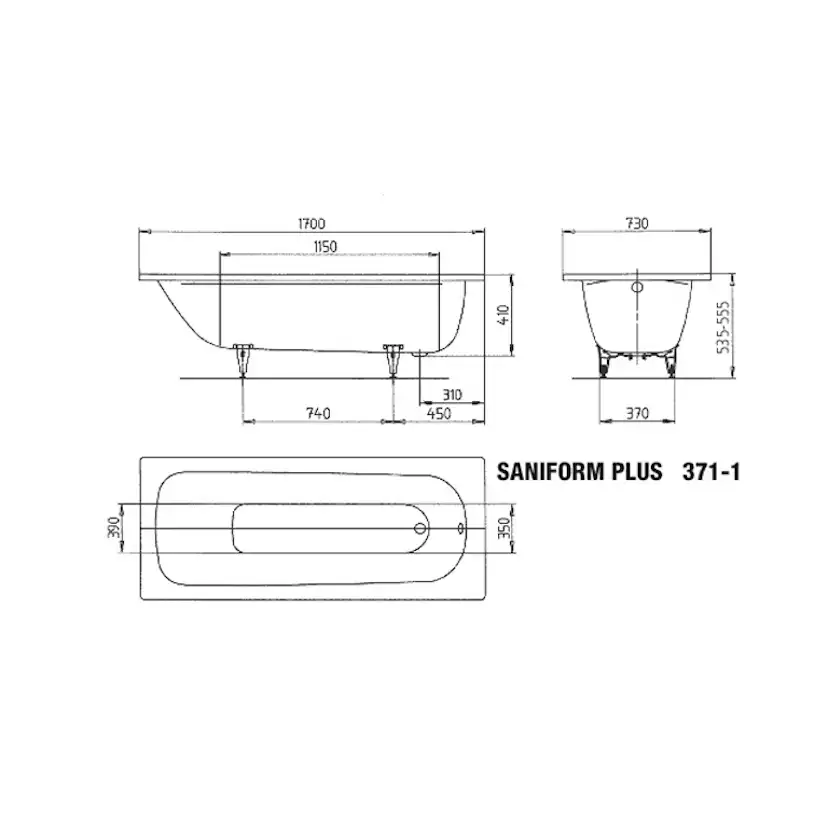 Inbyggnadsbadkar Kaldewei Saniform PlusxStorlek: 1700x730x400 mm, Färg: Manhattan