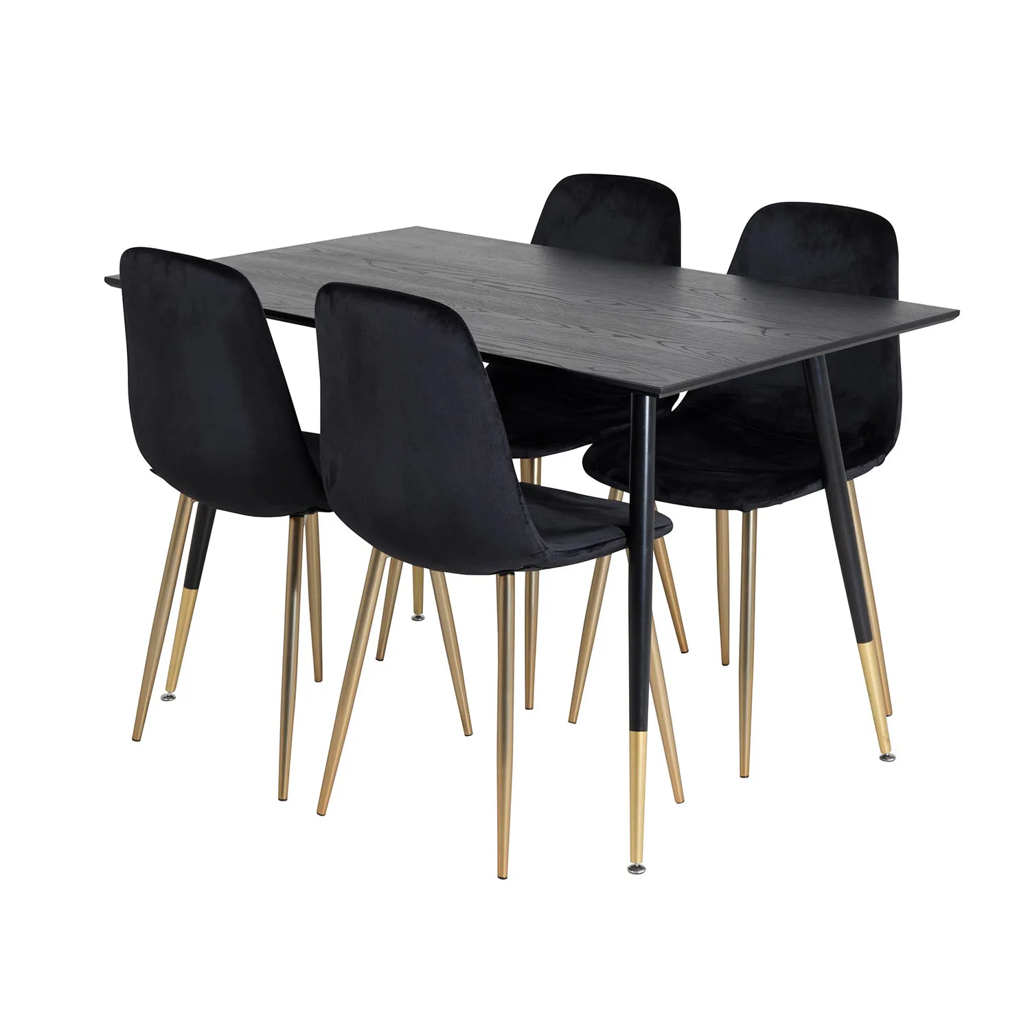 DippTable -Black Veneer +PolarChair - Black Brass_4 Svart/Mässing/Svart, Sammet