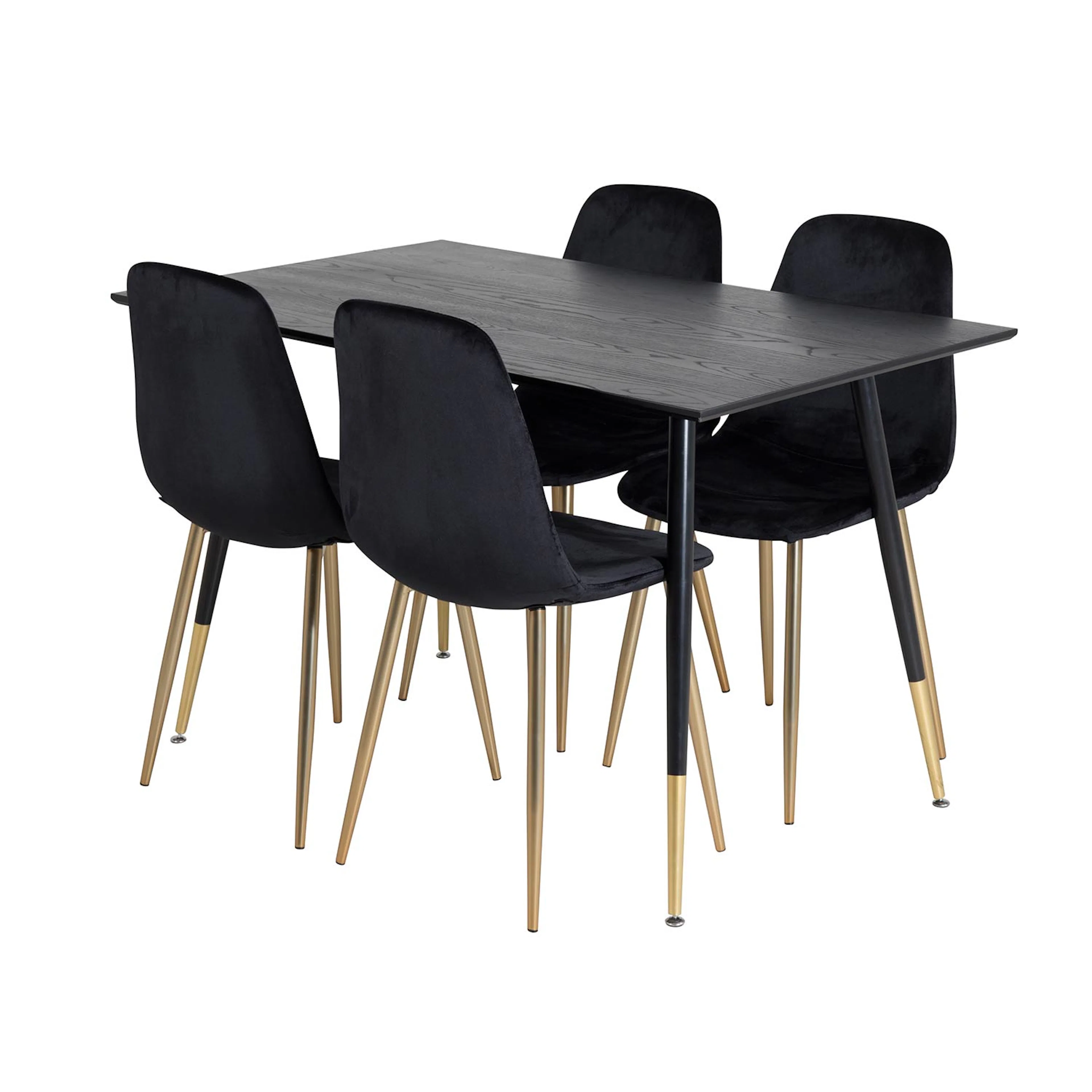 DippTable -Black Veneer +PolarChair - Black Brass_4 Svart/Mässing/Svart, Sammet