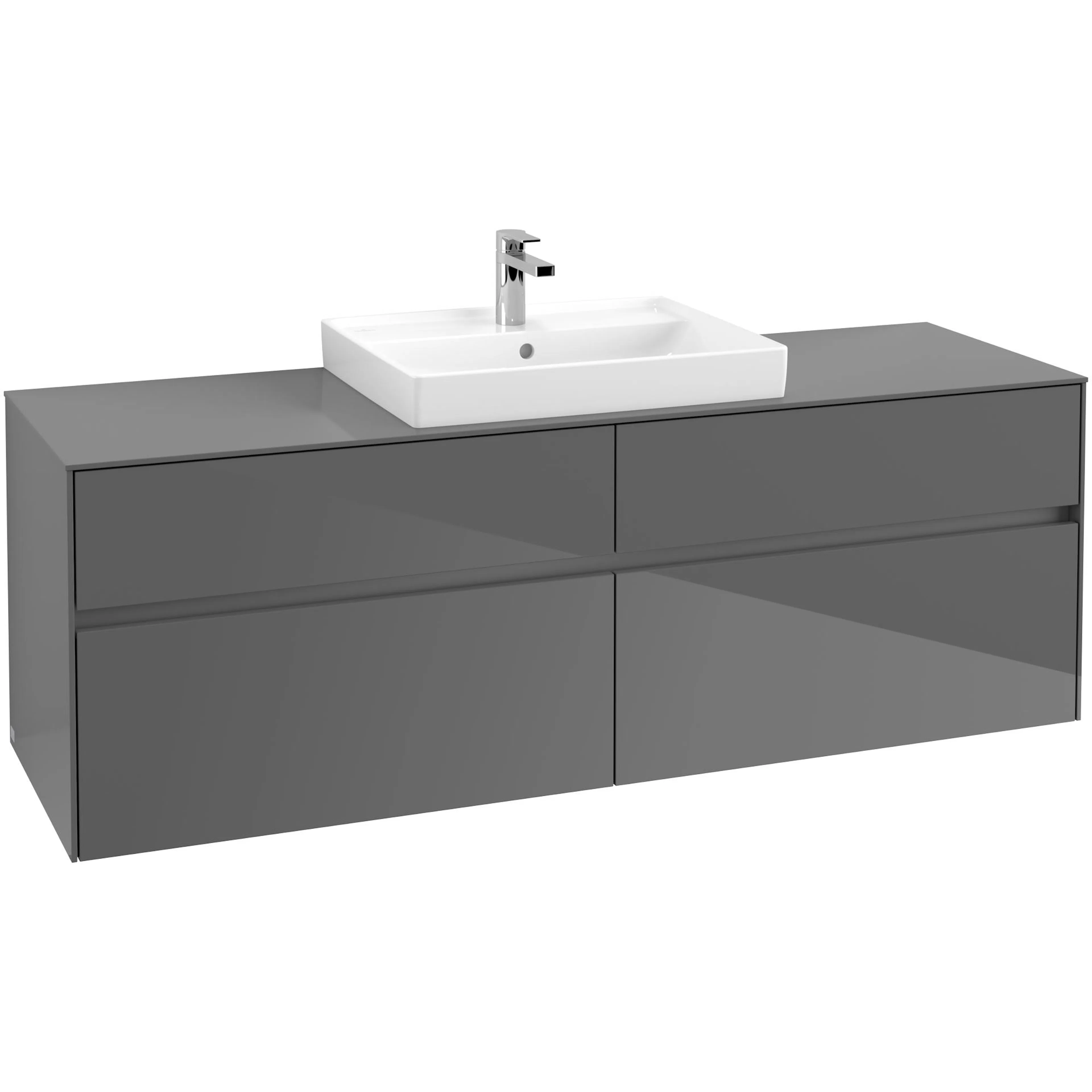 Tvättställsskåp Villeroy & Boch Collaro C02500FP Grå Högblank för Centrerat Tvättställ utan Belysning