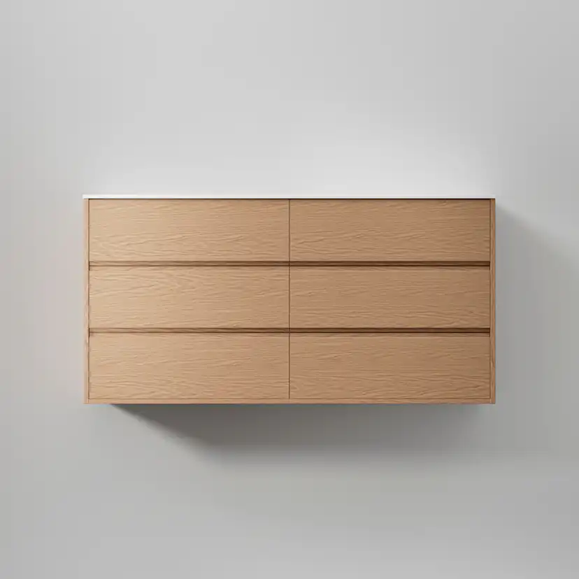 Kommod Terra Grip 140 D, Natural Oak, 6 Lådor Färg: Natural Oak, Bredd: 1400 mm