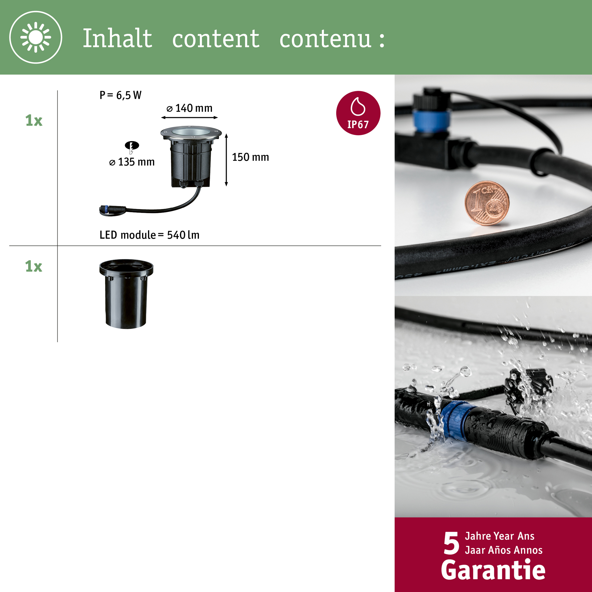 LED Infälld Markbelysning Paulmann Plug & Shine Floor Spot IP67 24V