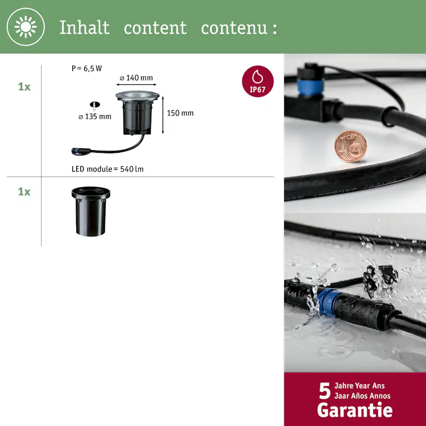 LED Infälld Markbelysning Paulmann Plug & Shine Floor Spot IP67 24V