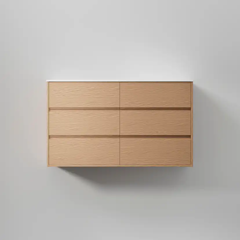 Kommod Terra Grip 120 D, Natural Oak, 6 Lådor Färg: Natural Oak, Bredd: 1200 mm