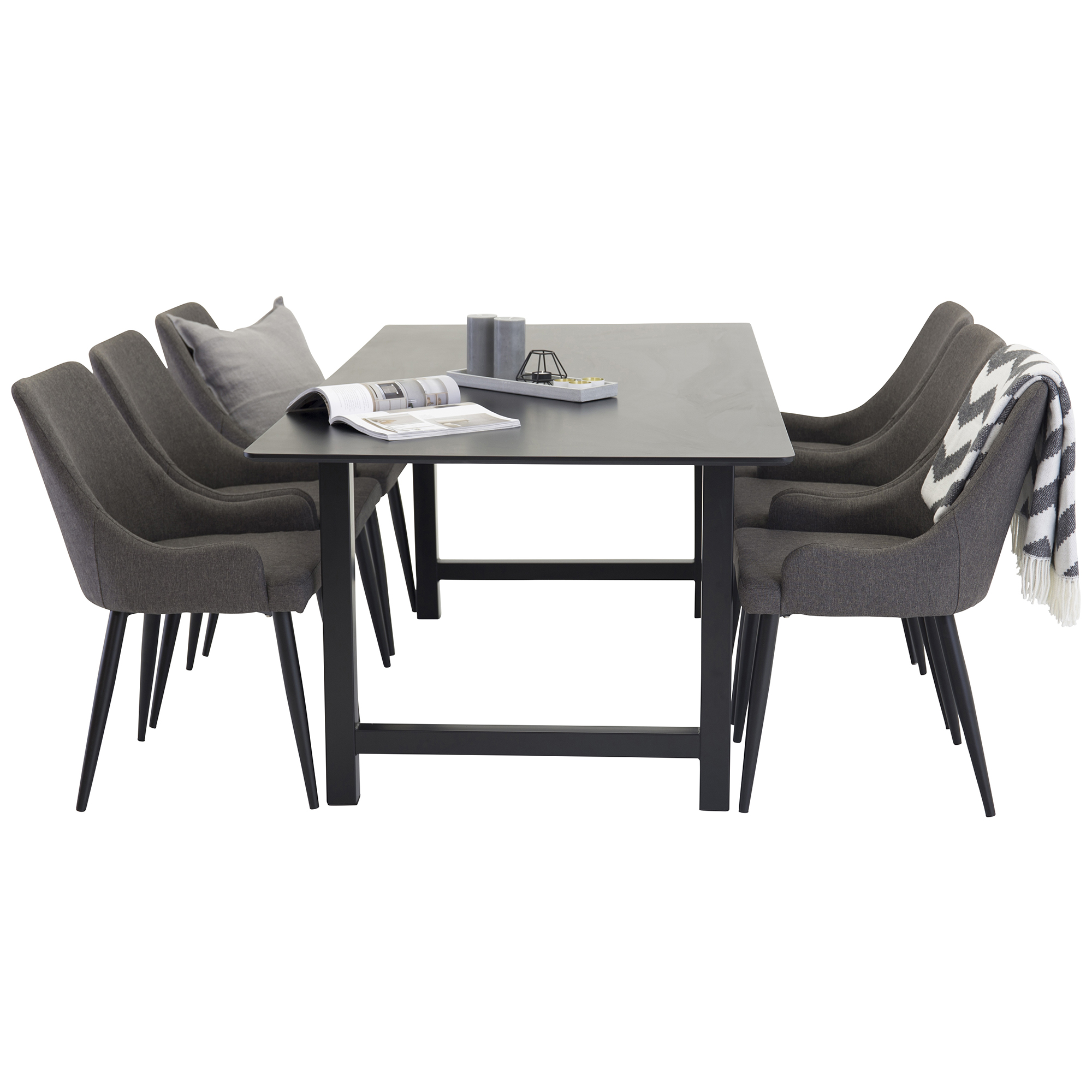 Matgrupp Venture Home Clara Svart med Plake 6 Stolar