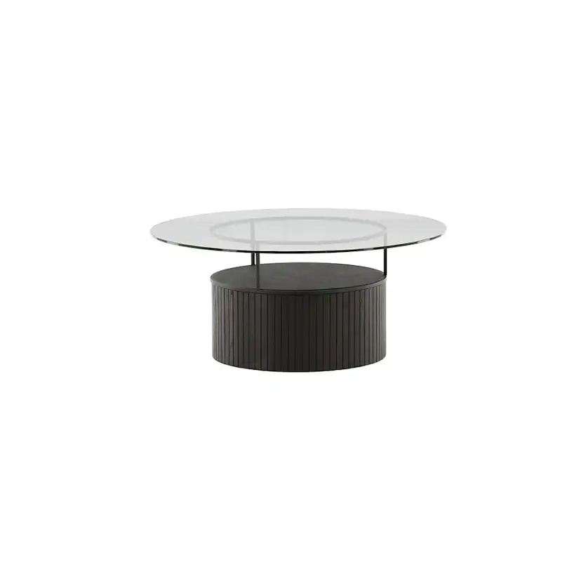Soffbord Venture Home Bovall Runt Vardagsrumsbord i Svart Ask & Glas