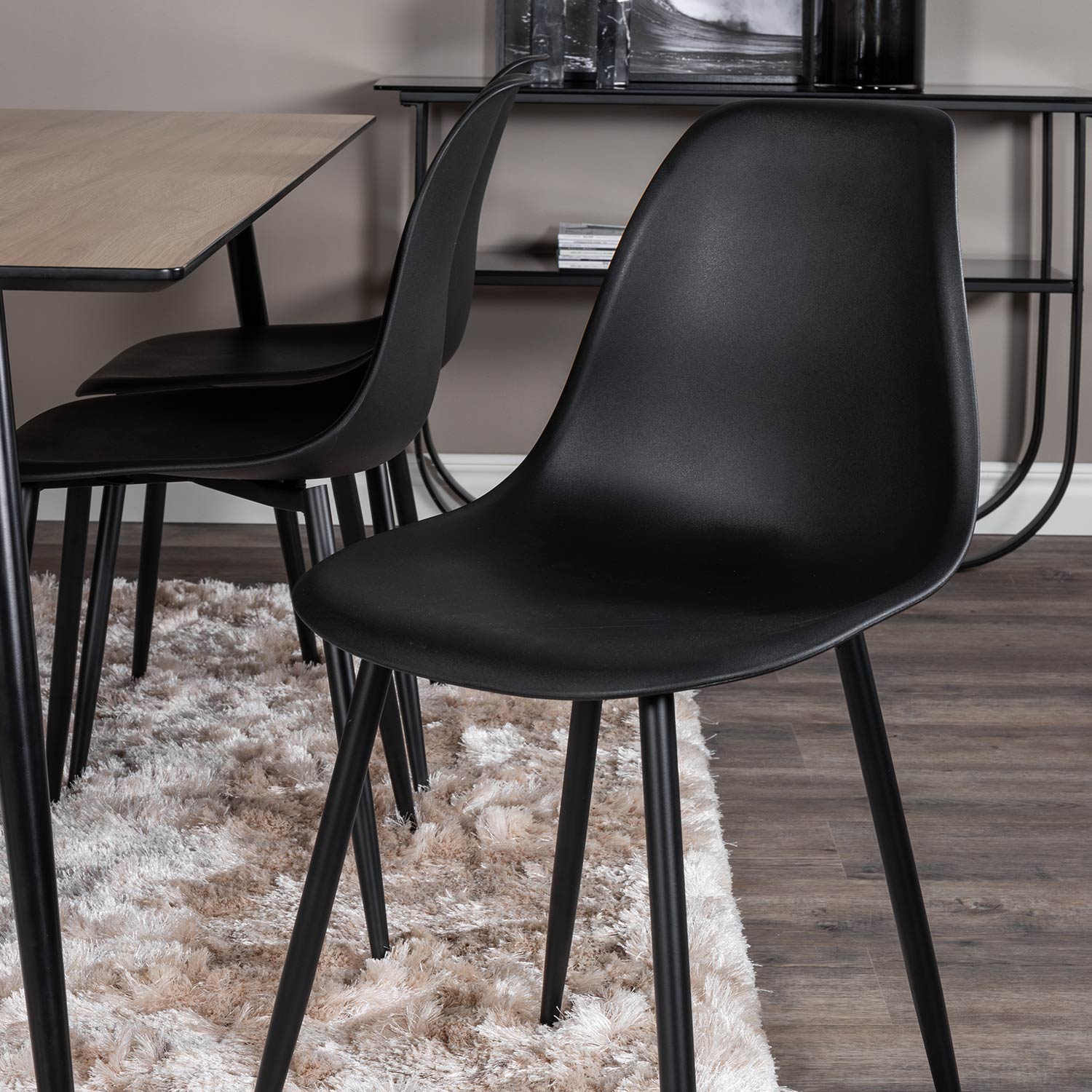 Silar Table -Melamine+Polar  Chair - / Black _6 Natur/Svart