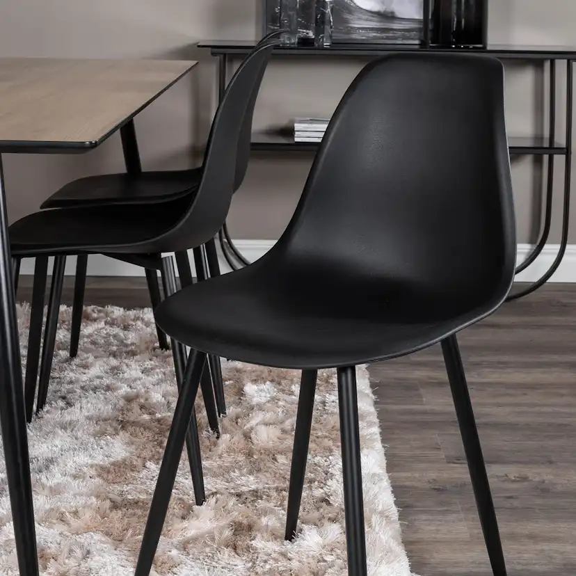 Silar Table -Melamine+Polar Chair - / Black _6 Natur/Svart