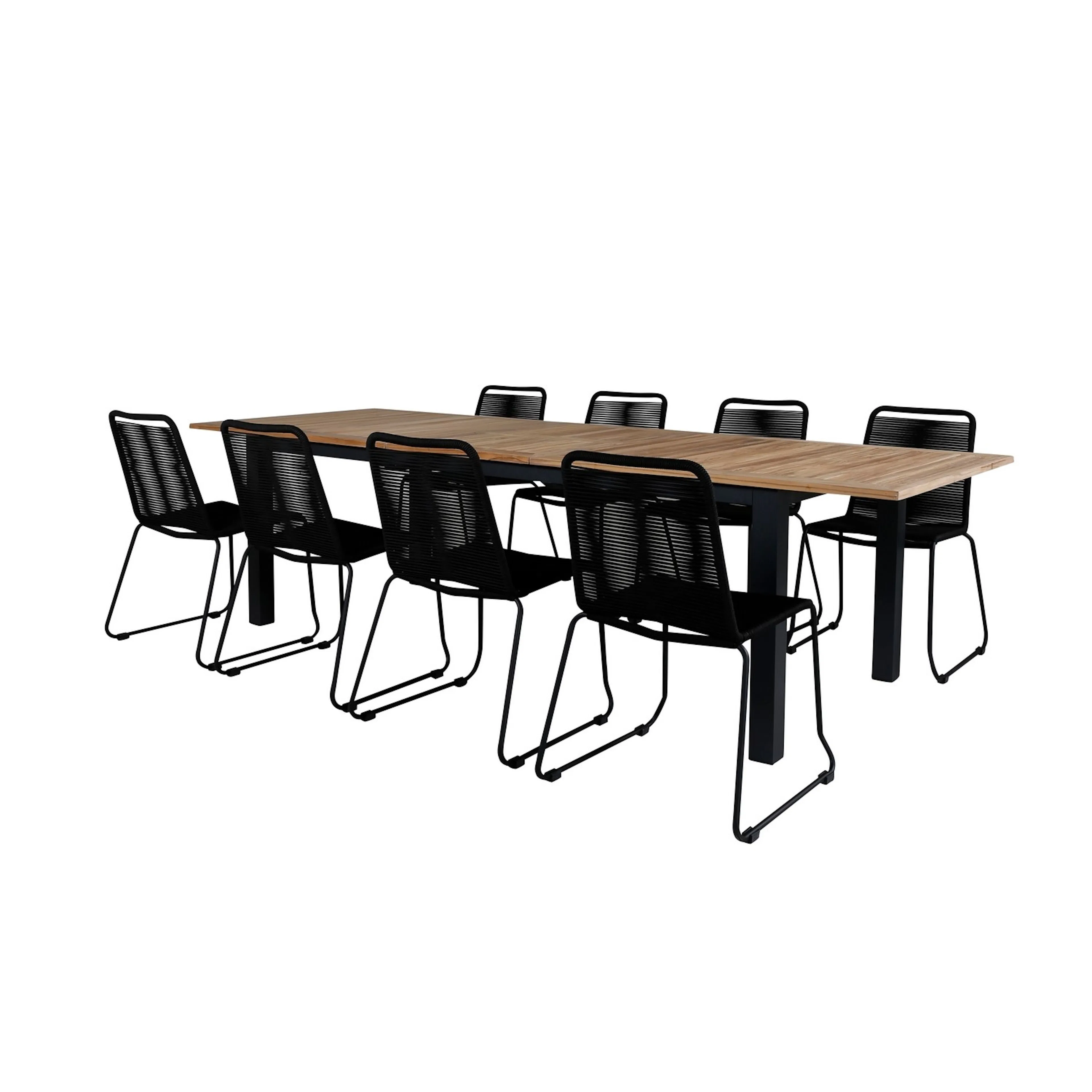 Panama - Table - 224/324*100 - svart Alu/Teak+Lindos Stackin Svart