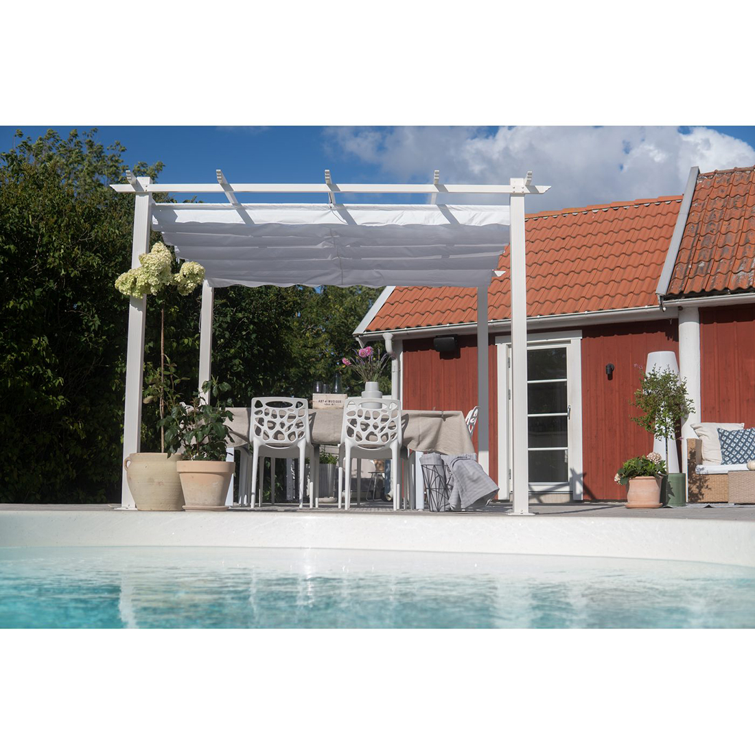Pergola 3x3 m Vit Vit/Vit