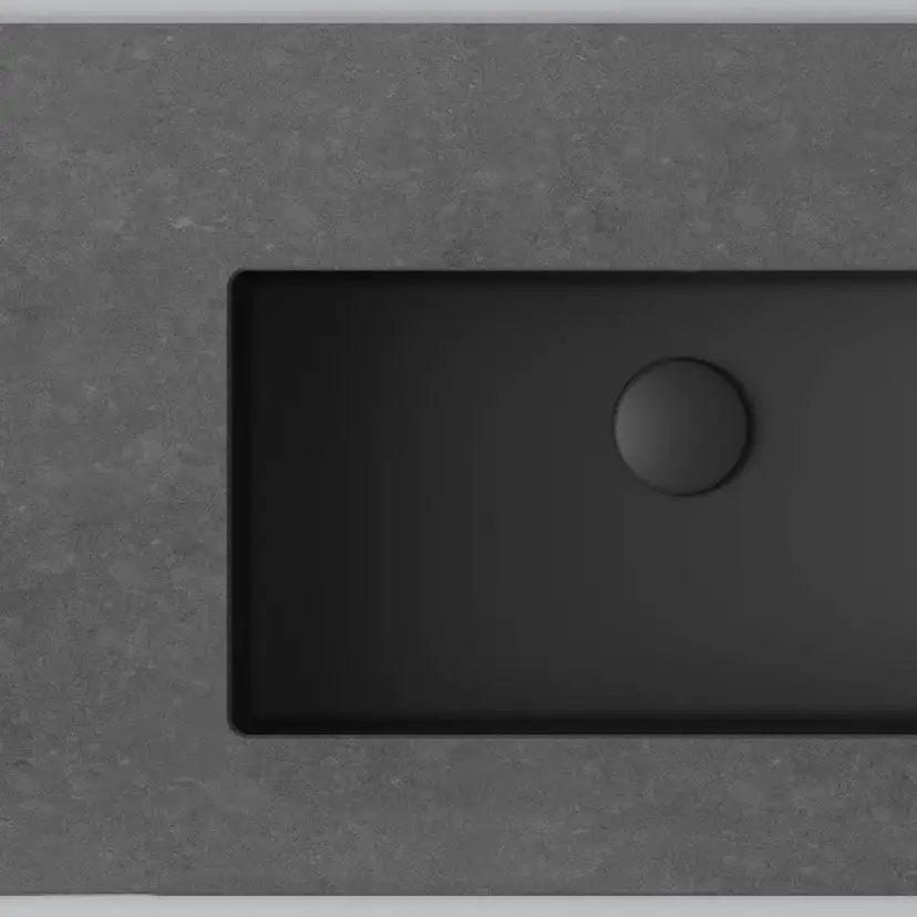 Bänkskiva Wave 70 Raven/Matte Black Utan hål för blandare Färg Bänkskiva: Raven, Färg Tvättställ: Matte Black, Bredd: 760 mm