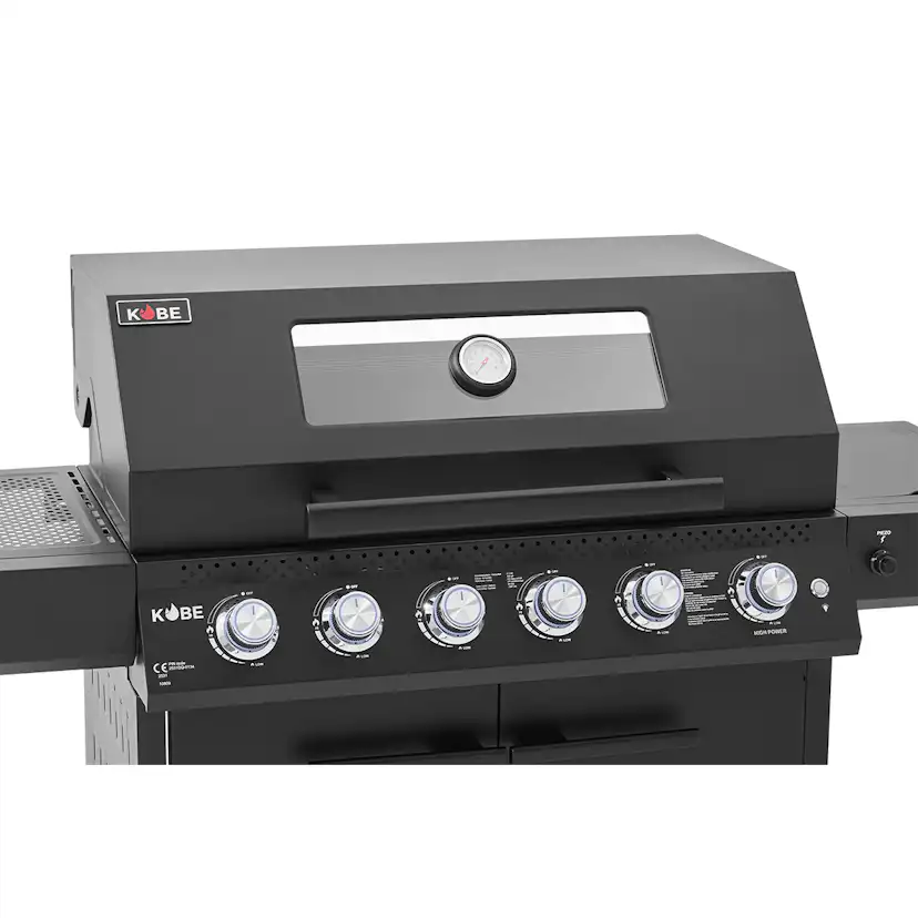 Gasolgrill Kobe Premium 5 Brännare Med Sidobrännare & Glaslock