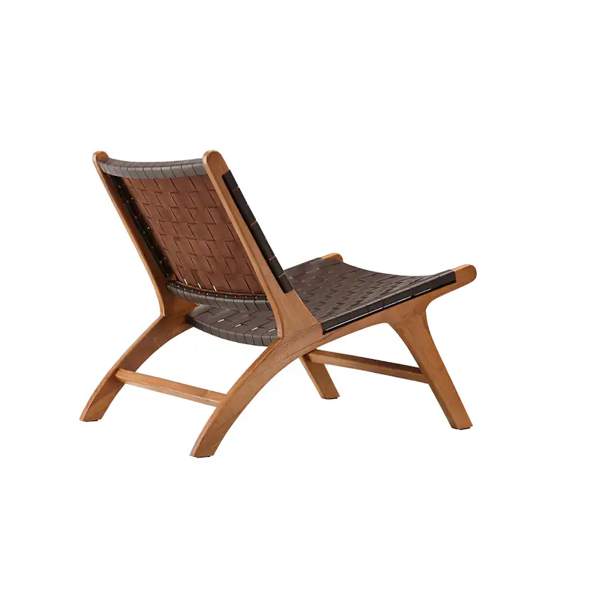 Loungestol Vind Rike Fåtölj i Brun Konstläder & Teak