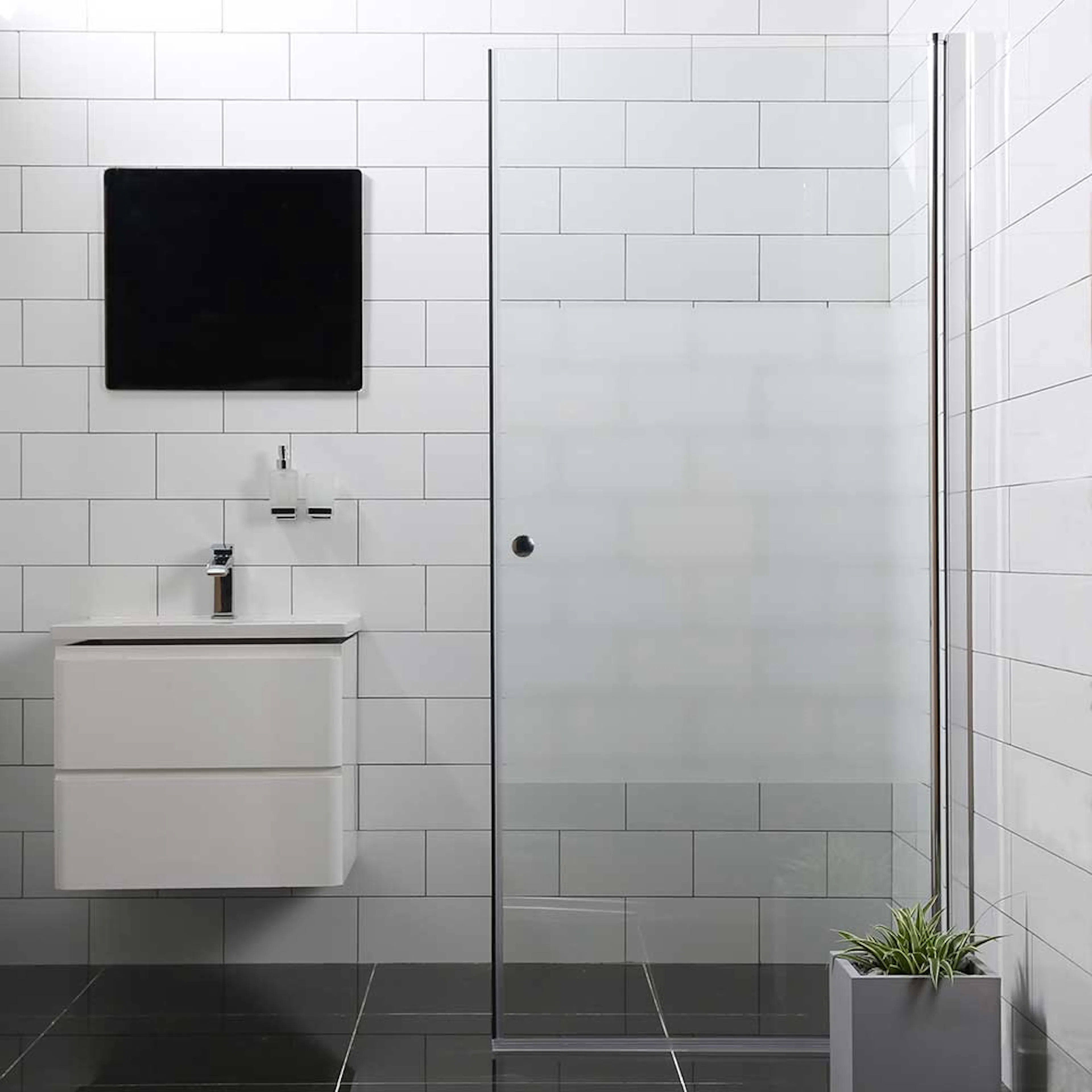 Duschdörr Bathlife Mångsidig Rak Dörr Delvis Frostat Glas